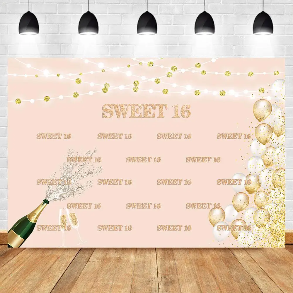 

Nitree сладкий 16 фон для фотографий 16-й день рождения для девочек фотография цвет шампанского 16-й день рождения Баннер Декорации