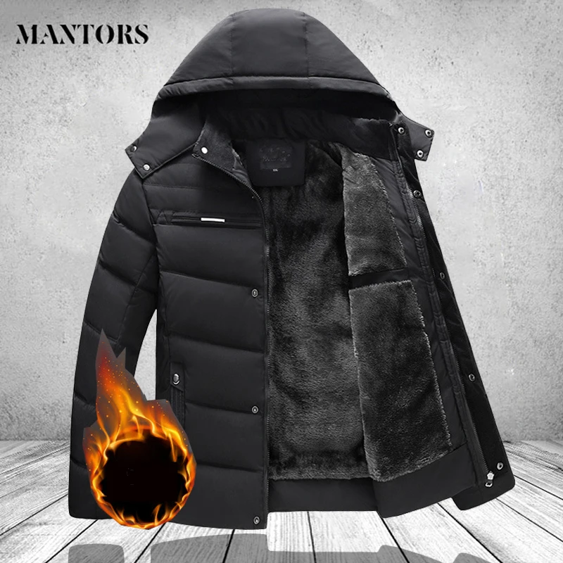 Парка мужская зимняя длинная повседневная плотная теплая куртка с капюшоном