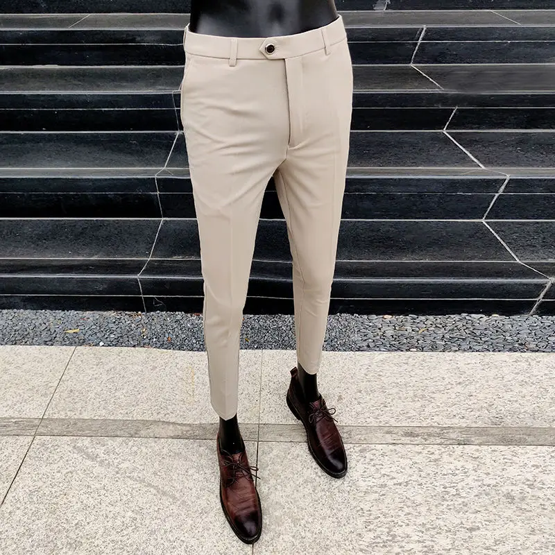 

2020 New Spring Autumn Men's Solid Color Suit Pants Fashion Korean Business Man Slim Comfortable Male Multi-color Trousers K179