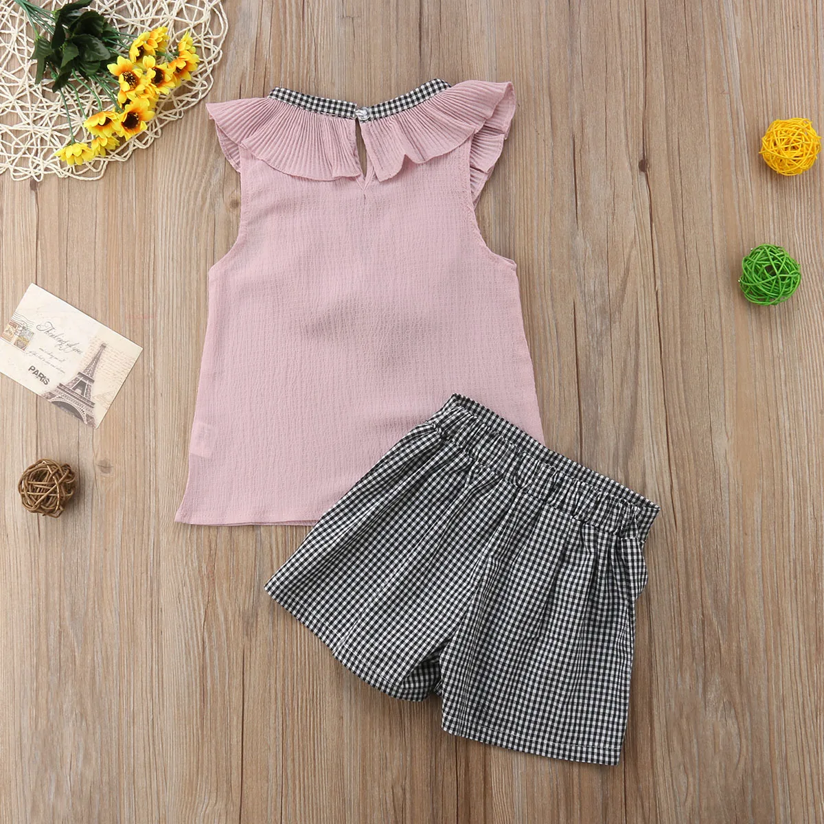 

2PCS Kids Baby Girls Outfits Summer Sleeveless T-shirt Tops+Shorts Clothes Set