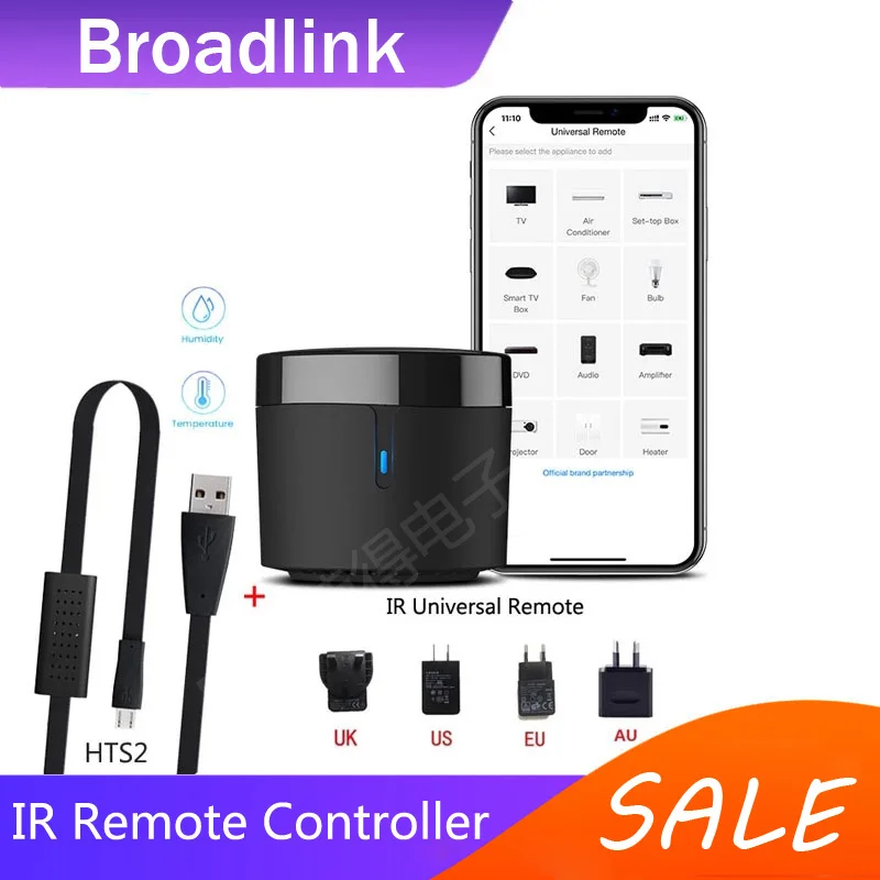 Пульт дистанционного управления Broadlink RM4mini/RM4C для ТВ приставки с Wi Fi датчиком