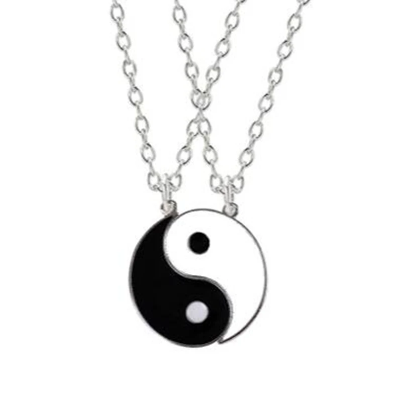 2 шт./лот эмалевое ожерелье Tai Chi Yin Yang подвеска парный чокер регулируемый браслет