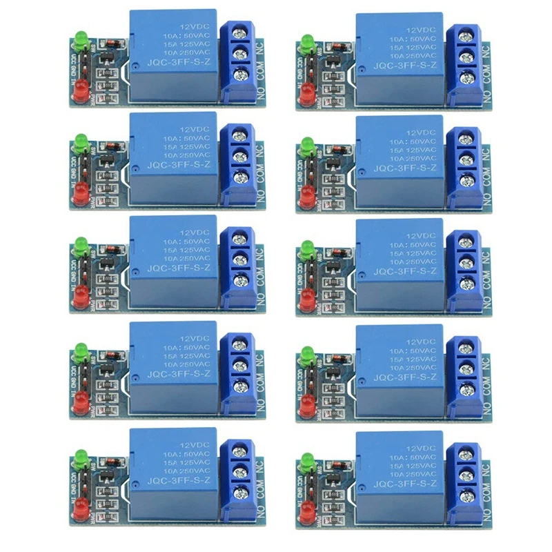 

10Pcs One Channel Relay Module 12V Low Level Trigger Relay Expansion Plate Load Controlled Relay Switch Module