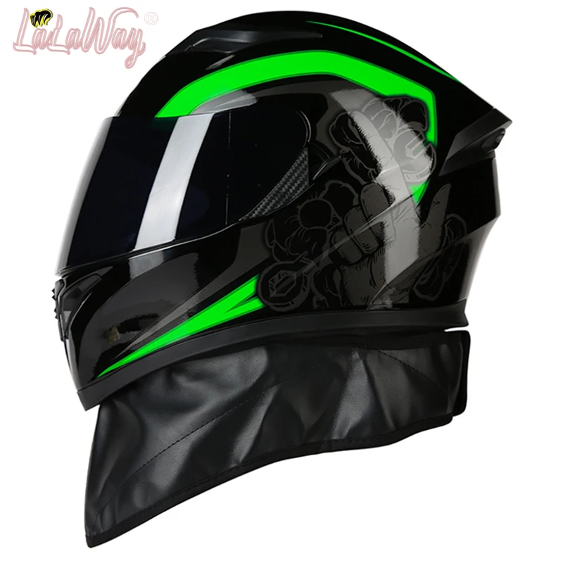 Мотоциклетный шлем на все лицо для уличного велосипеда со съемным зимним шарфом