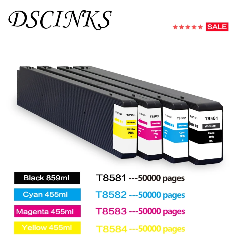 

T8581 T8582 T8583 T8584 чернильный картридж с пигментными чернилами для Epson WorkForce Enterprise WF-C20590 A3 цветной WF C20590 принтер