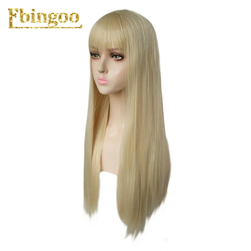 Ebingoo Hair cap+ белый высокотемпературное волокно Peruca Perruque натуральный прямой длинный синтетический парик с челкой для женщин