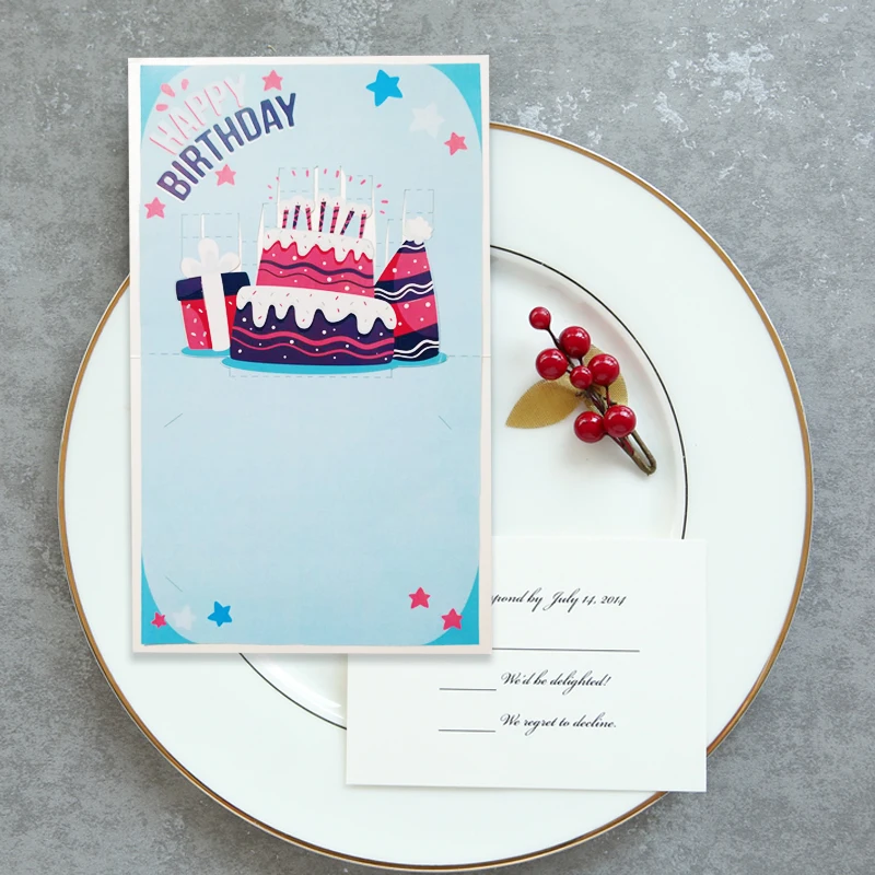 1 комплект мультяшный синий тип дизайн торта лазерная резка приглашения пустой