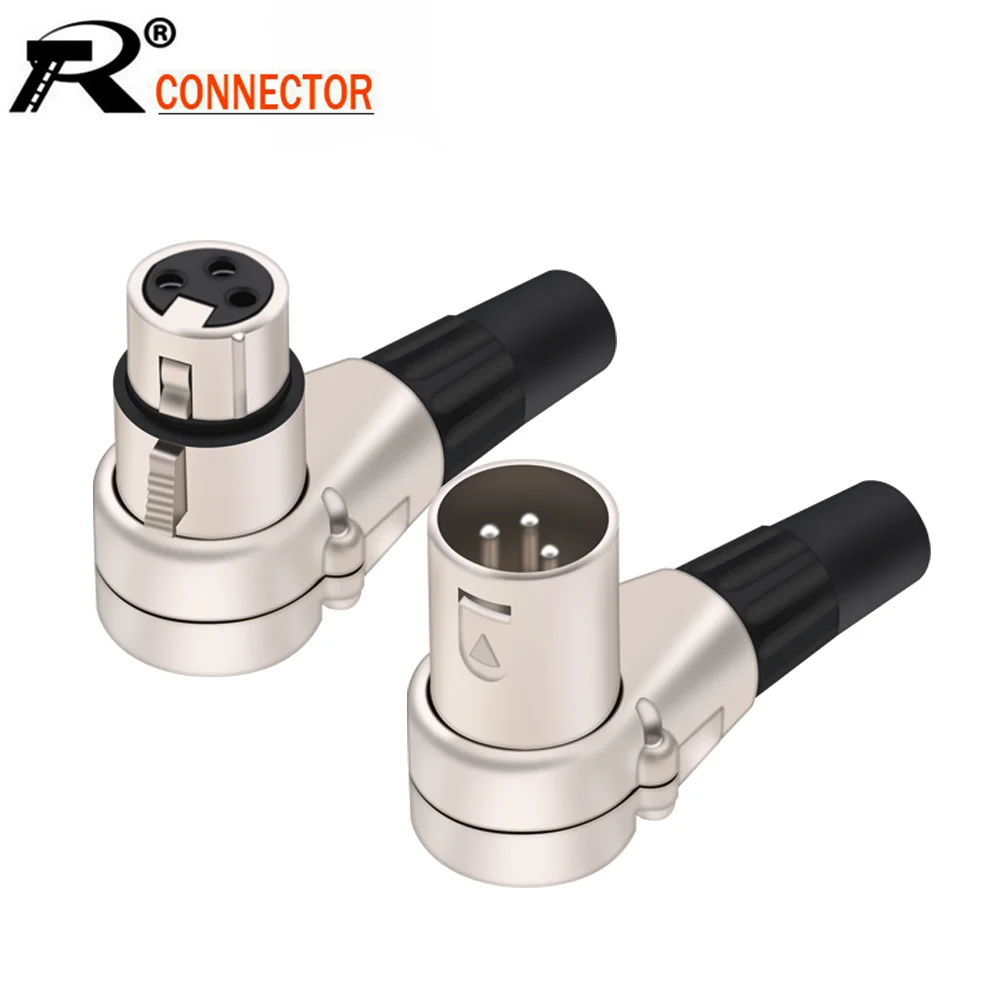 

3 pole Right angle XLR connector Male Female XLR 3 Pin micphone Plug Audio Cable Connector Multi-directional connector