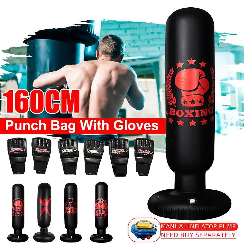 

4Type Training Fitness Vertical Inflatable Boxing Bag PVC Thickening Boxing Pillar Tumbler Column Punching Bag Fitness Tool 1.6M