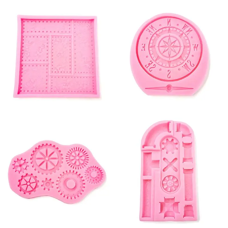 Vintage Clock Silicone Molds Steampunk Gear Baby Birthday Fondant Cake Decoratin