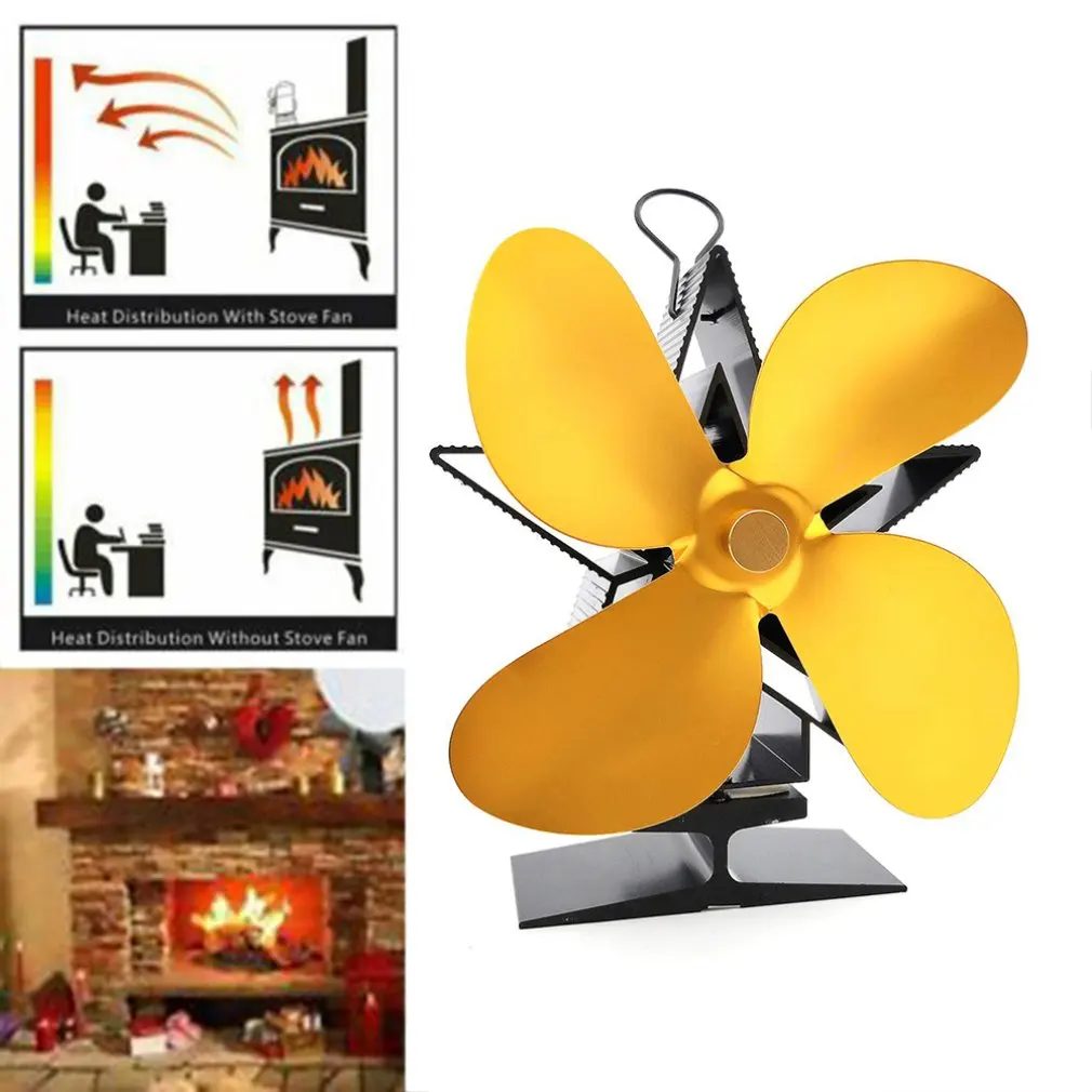 4 лезвия Тепловая печь экологический вентилятор датчик температуры Ультра тихий