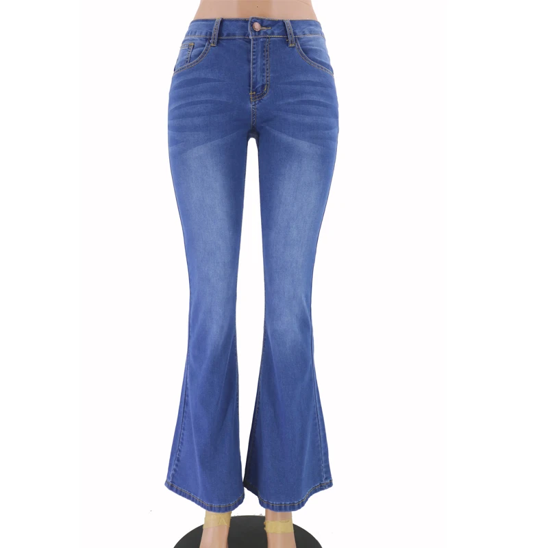 Женские джинсовые брюки-клеш Новые повседневные винтажные брюки стрейч с