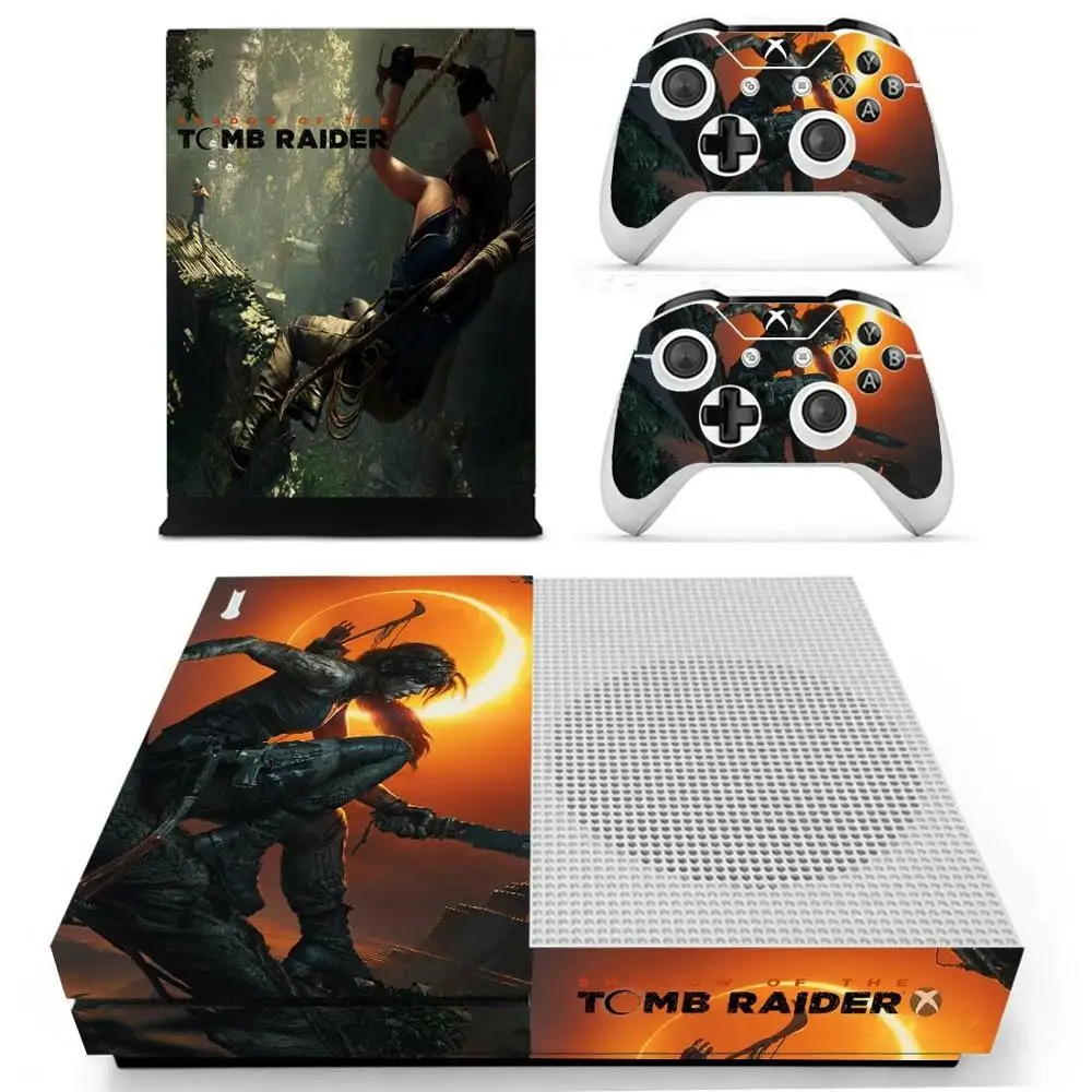 Tomb Raider наклейка s для Xbox One S виниловые наклейки кожи Pegatina one тонкая консоль и два