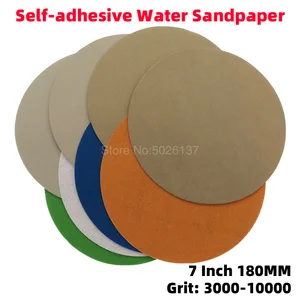 1 шт., 7 дюймов, 180 мм, самоклеящийся диск, наждачная бумага, влажная полировка, ворс, шлифовка, абразивная Грит, пластина для полировки