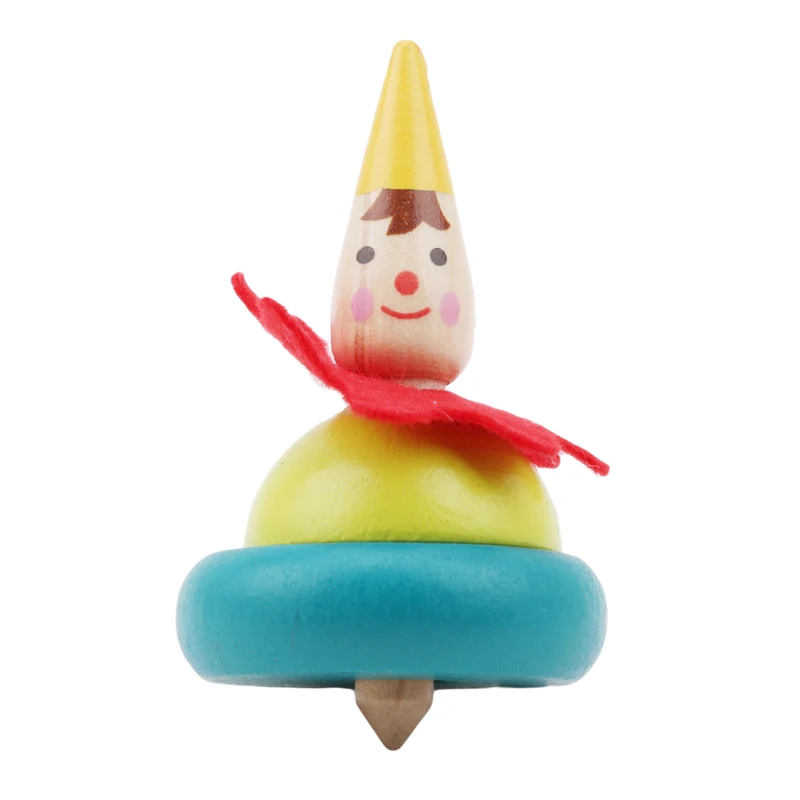 Baby Rotate 2Pcs Wooden Clown Toy Children Tumbler Grow Intelligence Kids Classic Gyro Educational Spinning Top | Игрушки и хобби