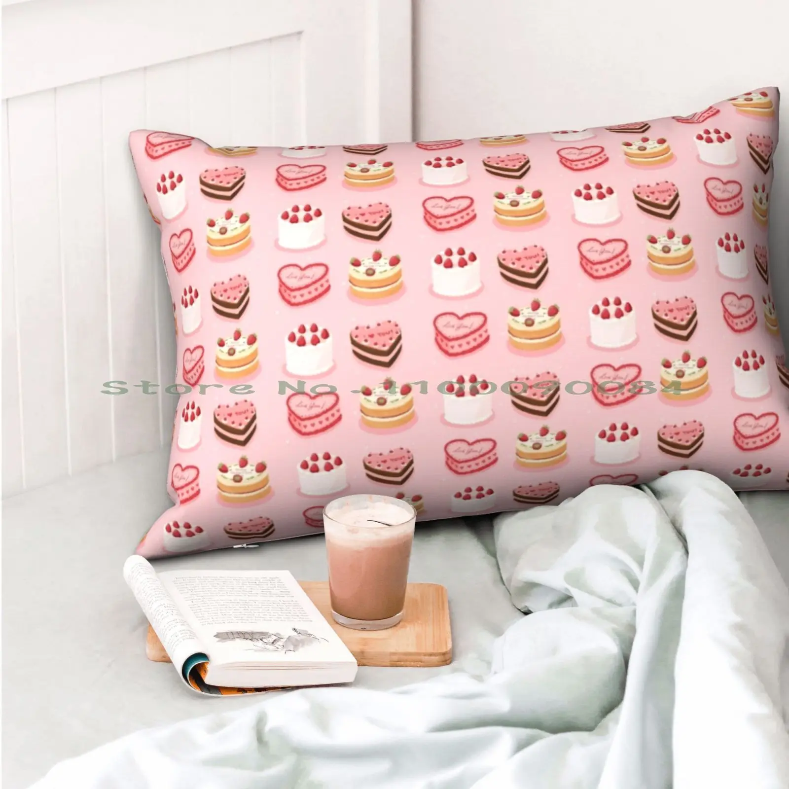 Симпатичная розовая Подушка с изображением тортов модель 20x30 50*75 диван для