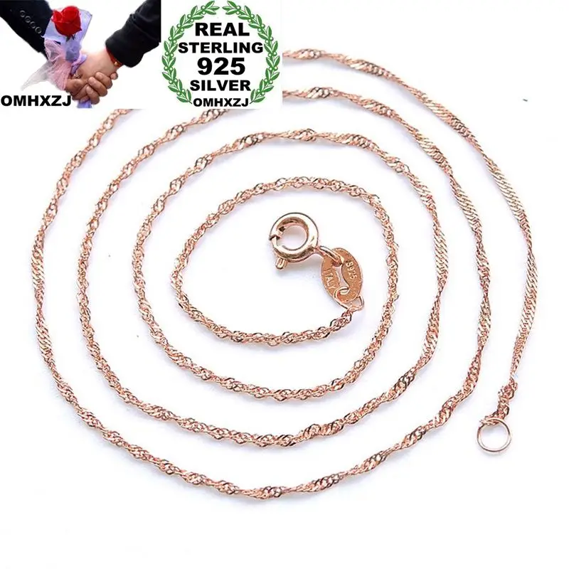 

Ожерелье OMHXZJ из стерлингового серебра 925 пробы для женщин и мужчин, Подарочная цепочка из розового золота с волнистыми звеньями, свадебвече...