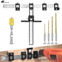 multifunctional furniture carpentry punch locator drill guide ruler woodworking hole locator adjustable drilling positioner tool