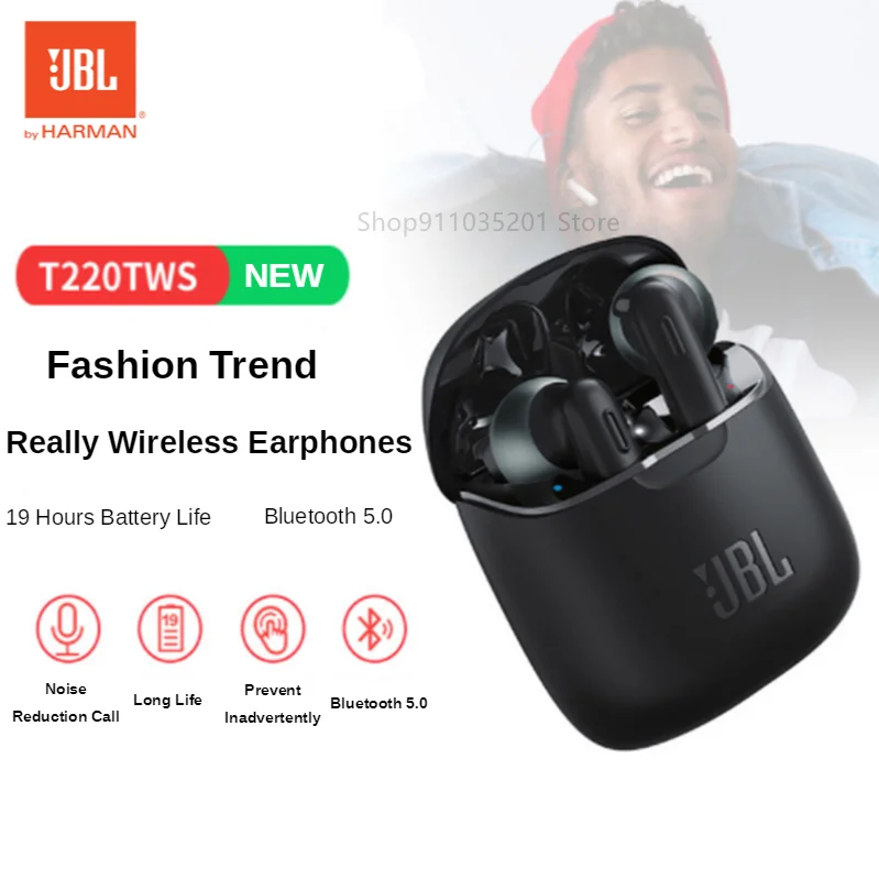 

JBL TUNE 220TWS Wireless Waterproof Headphone Bluetooth5.0 HFI Noise Reduction Earphone Stereo Earplug Heavy Bass Headset