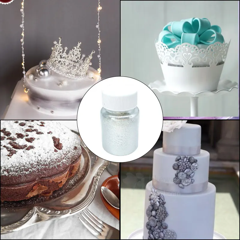Съедобный золотой порошок 15 г серебряный жемчужный мусс торт помадка макарон