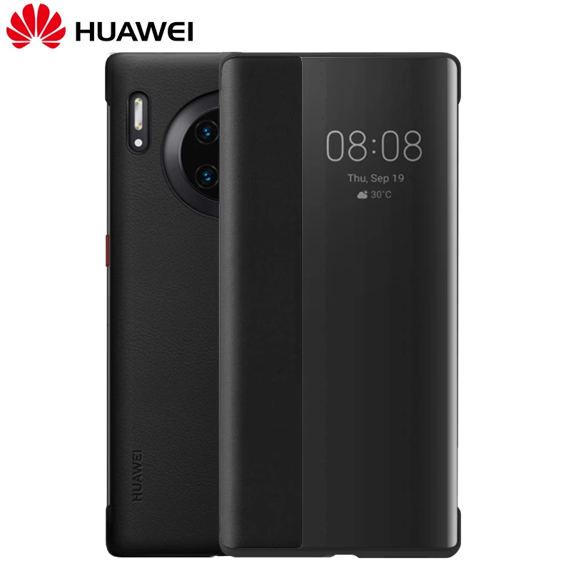 new original huawei mate 30 pro case official smart view flip huawei mate 30 5g case mirror window leather wake sleep cover free global shipping
