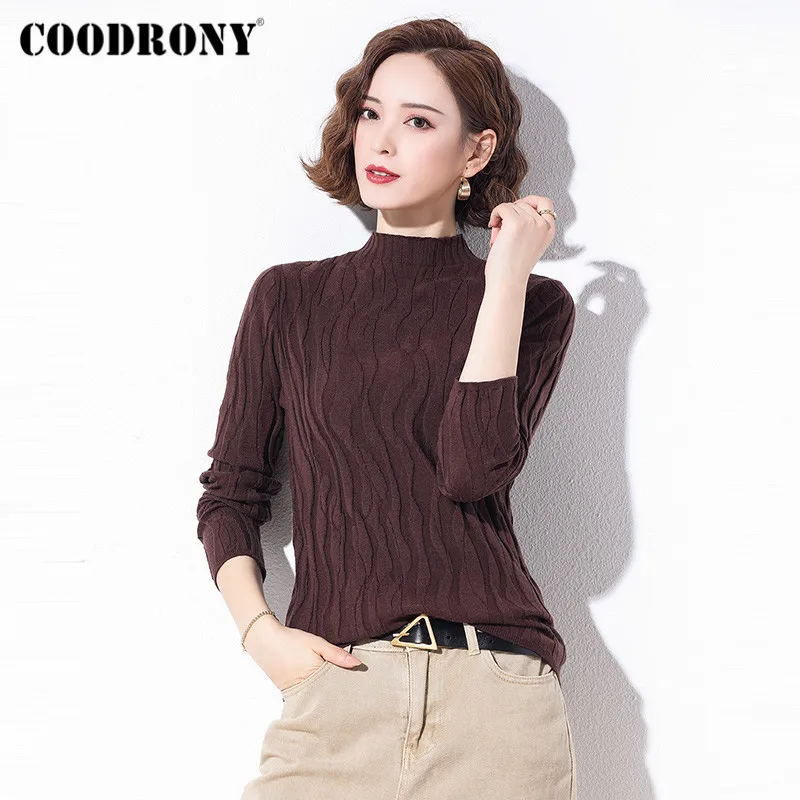 

COODRONY Brand 2020 Wave Pattern Knitting Pullover Women's Sweaters Autumn Winter Elegant Casual Slim Jumpers Female W1110
