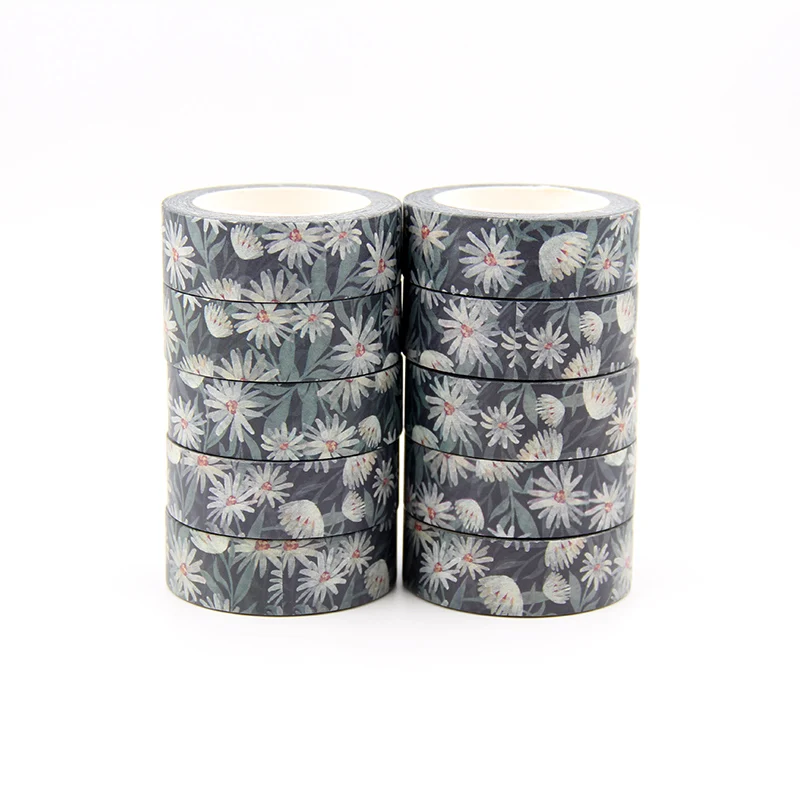 

New 10pcs/set 15MM*10M Follwers Designs Washi Tape Wide Sticky Adhesive Tape Scrapbooking Album DIY Decorative Paper Tape