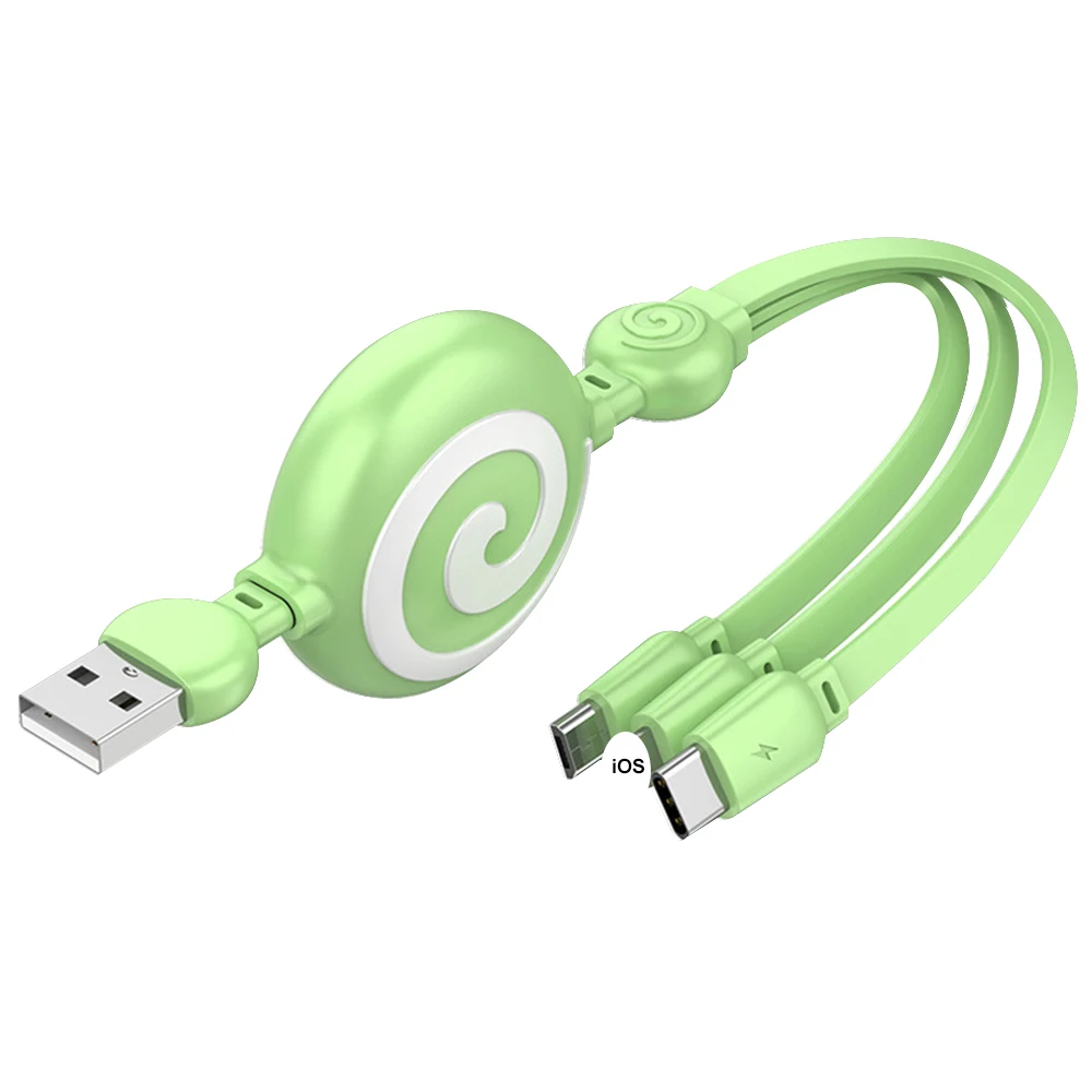 

Candy Colors 3 In 1 USB Cable Type C Cable 3A Super Charger For iPhone Xiaomi Huawei Samsung Charging Wire Micro USB Cable Cord