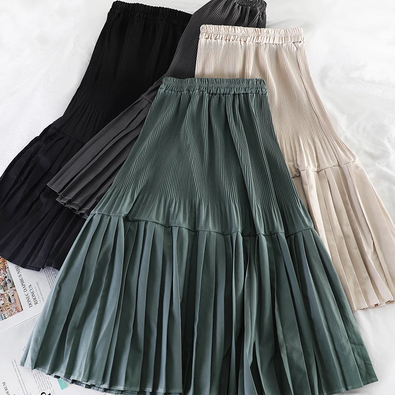 2019 новые модные женские осенние и зимние плиссированные юбки длинные для