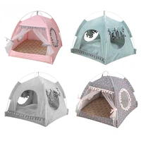 foldable universal pet tent bed breathable cat dog litter kennel spring summer small animal indoor puppy teepee house