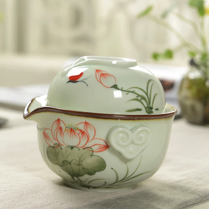 Чайный чайник Gaiwan 1 чаша ручная работа фарфоровая чашка для чая гайвань чайный