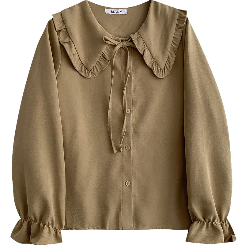 

Женская рубашка с воротником «Питер Пэн», с длинным рукавом