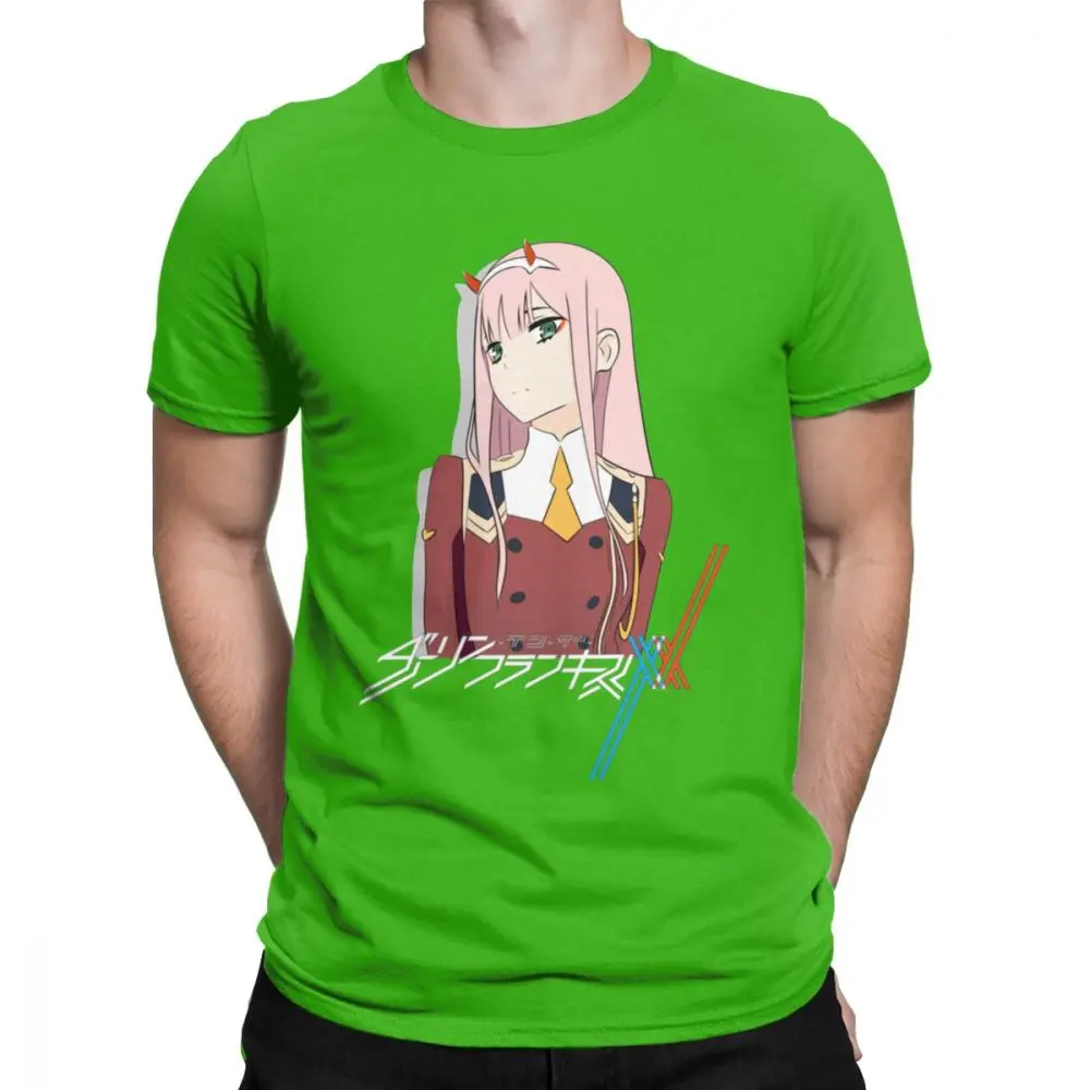 Darling In The Franxx 02, Мужская футболка, винтажные футболки, хлопок, с коротким рукавом, японская анимация, футболка, Новое поступление, топы - Цвет: Зеленый