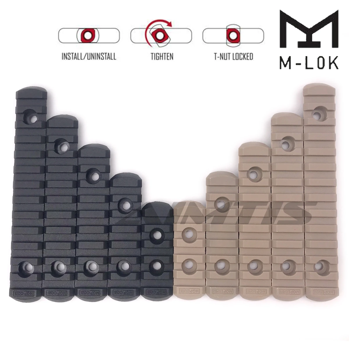 AIMTIS Tactical Airsoft M LOK полимерная направляющая Пикатинни 5/7/9/11/13 слот для телефона