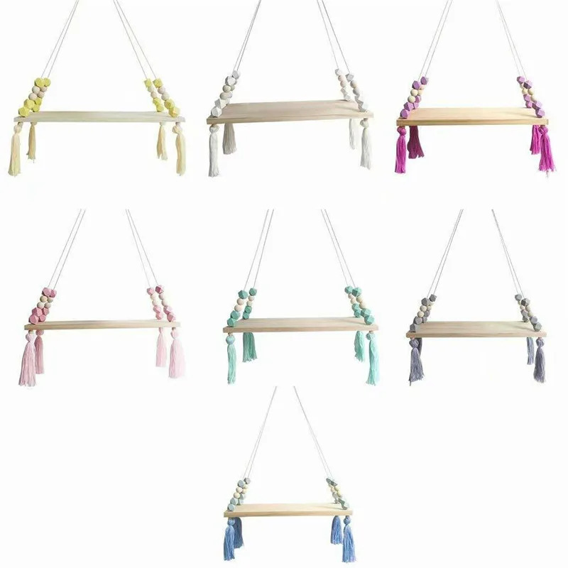 Цветная настенная полка с кисточками детский Органайзер для спальни игрушек