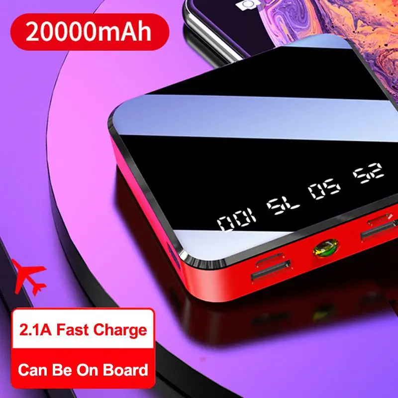 20000mAh мини панель солнечных батарей Мощность банк 2.1A Быстрая зарядка с