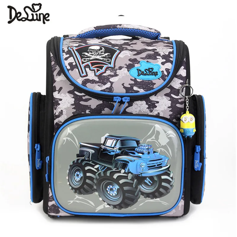3-121blue Delune Девочки мультфильм школьные сумки детские брендовые ортопедические рюкзаки От 5 до 9 лет детей 3D Медведь школьная сумка для мальчика рюкзак - Цвет: 3-121blue
