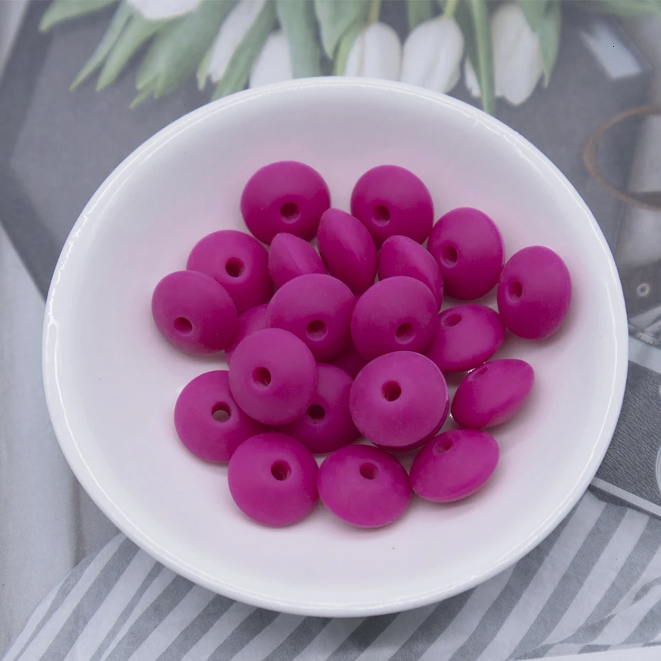 60pc Baby Teether Silicone Teethers BPA Free Abacus Lentils Beads Silicone Beads Baby Teething Nursing Pacifier Clip Accessories