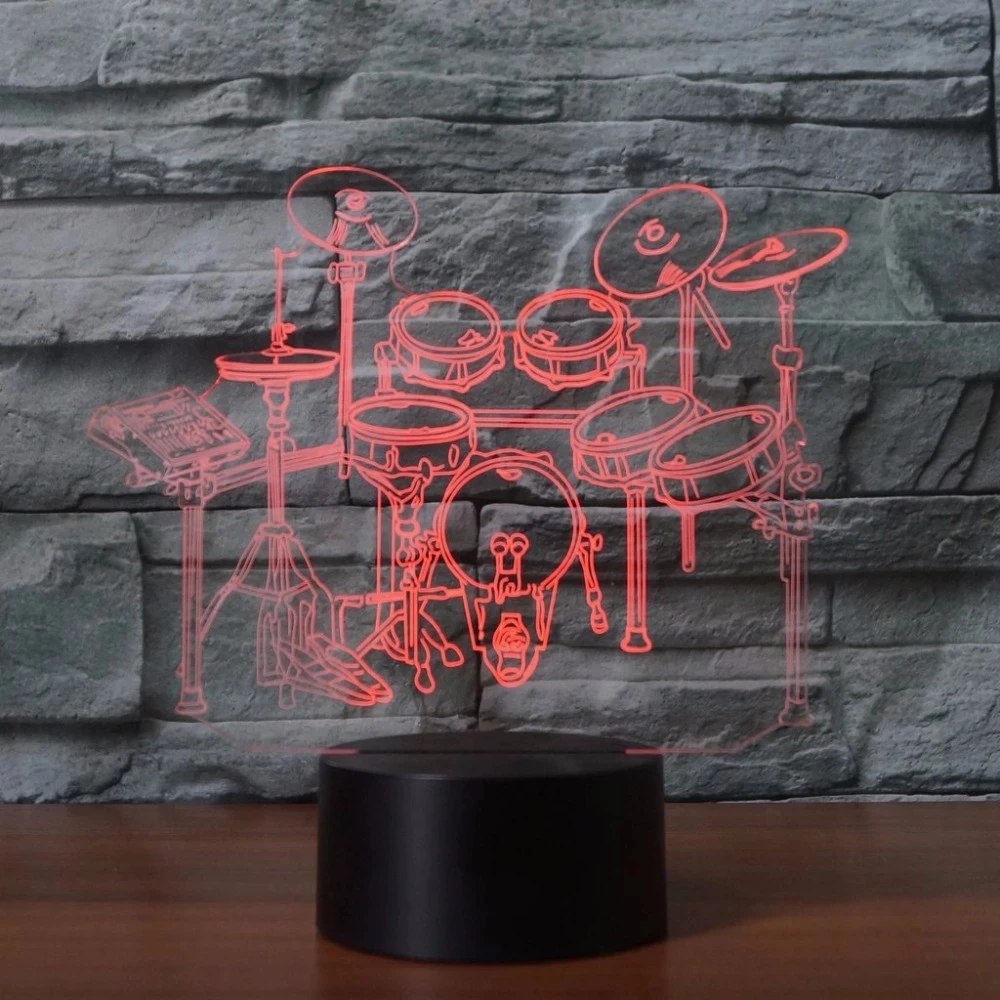 Набор с барабаном ночники 3D иллюзией 7 цветов дистанционным сенсорным