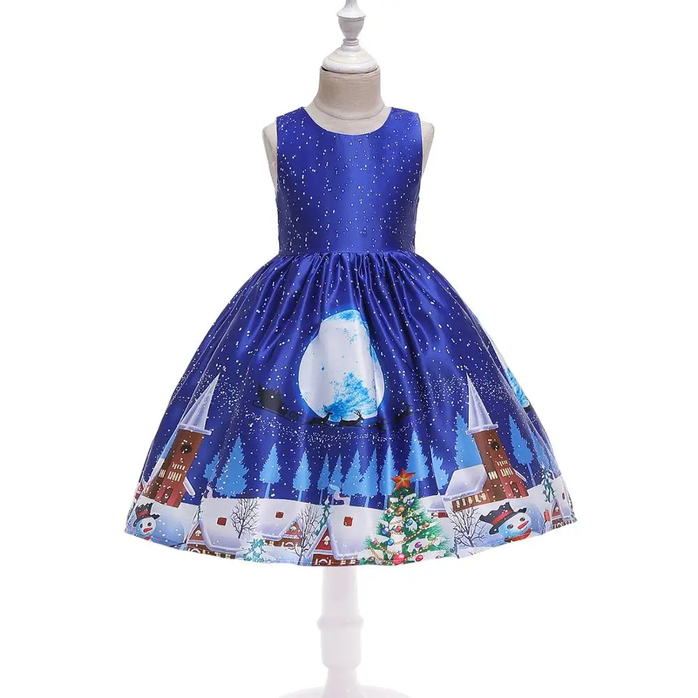 

Merry Christmas Clothes Girls Dress Summer O-neck Red Christmas Dress Print Knee-Length Girl Clothing