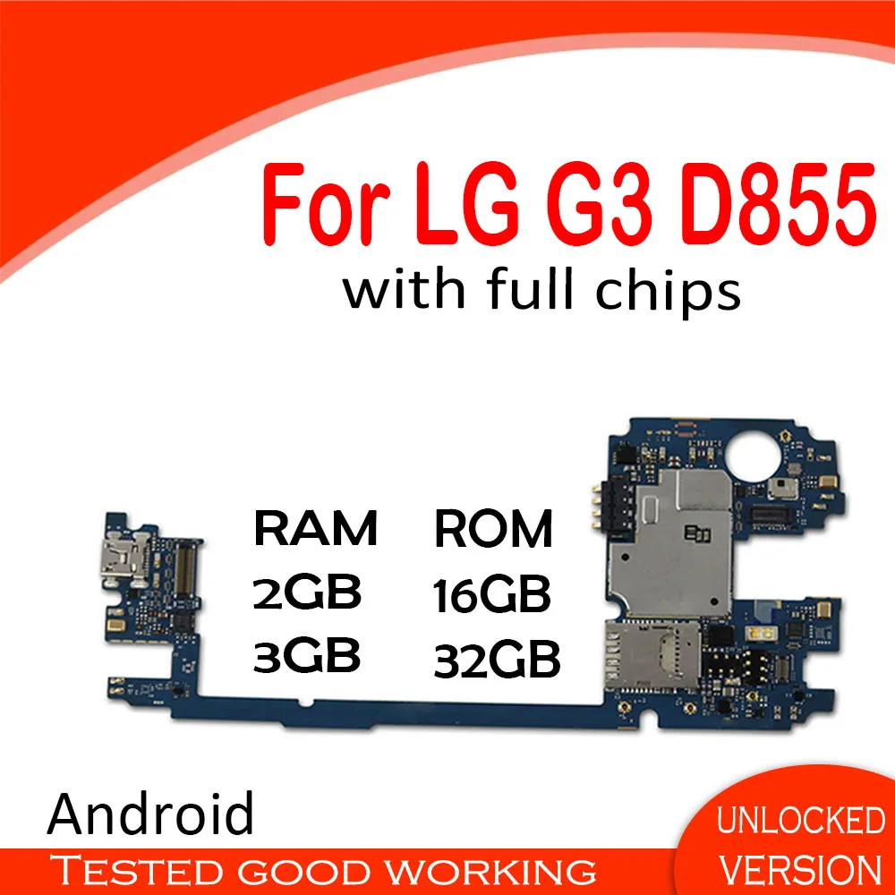 16 Гб/32 ГБ для LG G3 D855 D850 материнская плата с системой Android 100% оригинальная