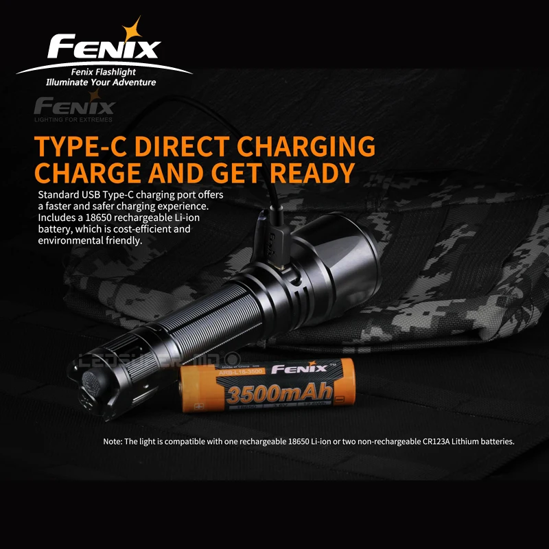 Трехцветный светильник Fenix TK26R 1500 люменов, тактический силовой светильник-вспышка с литий-ионным аккумулятором 3500 мАч