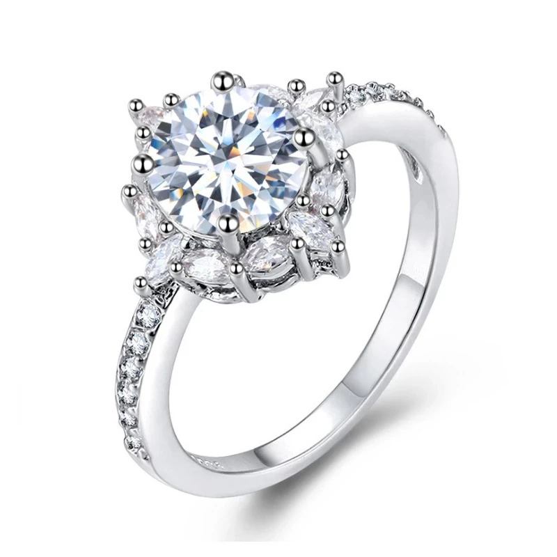 

Luxurious Charm Fashion Woman Ring Natural White Rhinestone Bride Engagement Ring Wedding Ring Jewelry Accessories