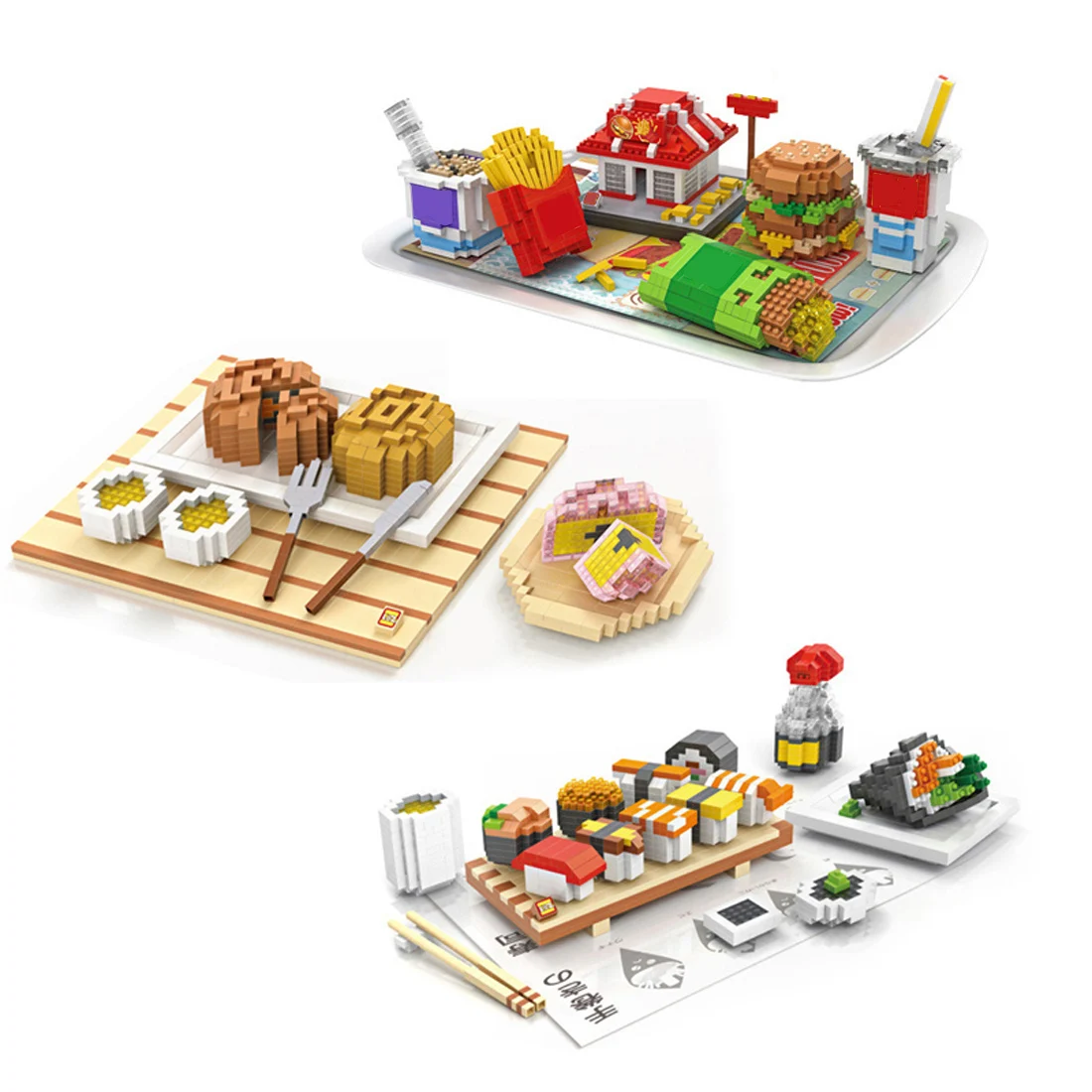 Хит продаж создатели Lepining classic McDonald us гамбургер картофель фри кола суши мини