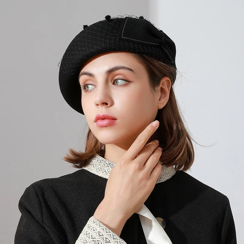 

Новый осенне-зимний шерстяной берет Женская модная шапка для холодной погоды британская ретро художника шапка берет зимняя шапка