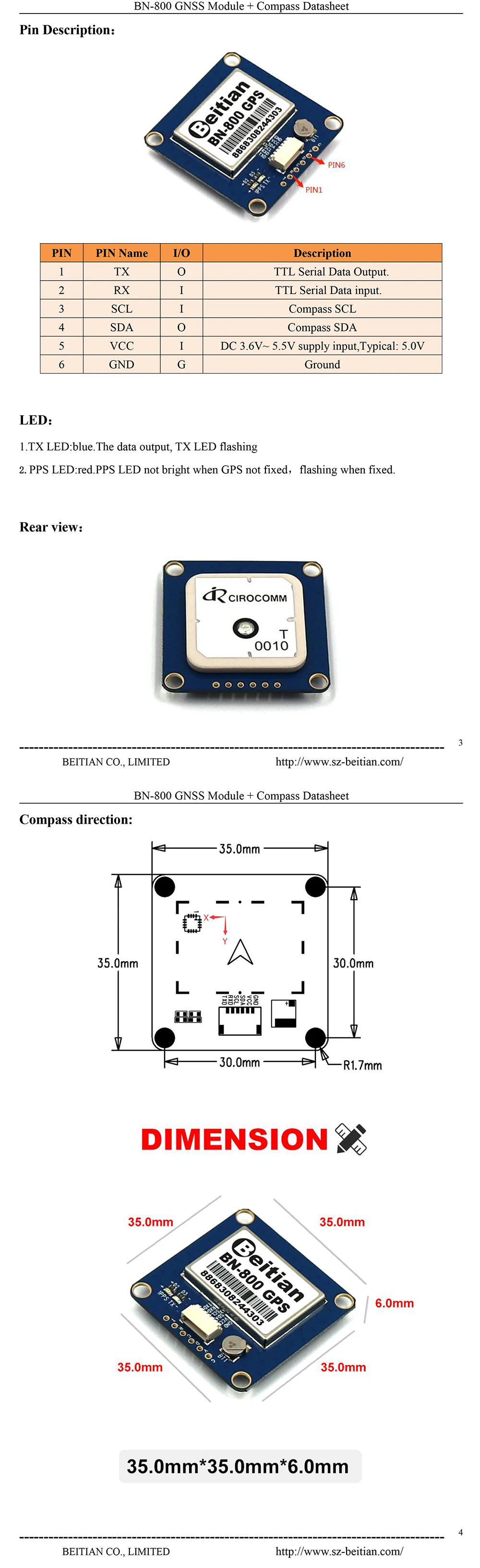 BEITIAN GNSS модуль gps ГЛОНАСС двойной полёт управление gps модуль компас HMC5883L AMP2.6/PIX4/PIXHAWK BN-800