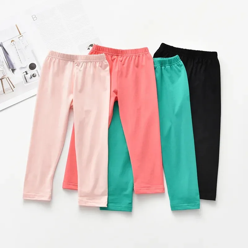 

Однотонные детские повседневные брюки, брюки для мальчиков и девочек, детские пижамы, Удобные леггинсы, простые эластичные хлопковые дышащ...