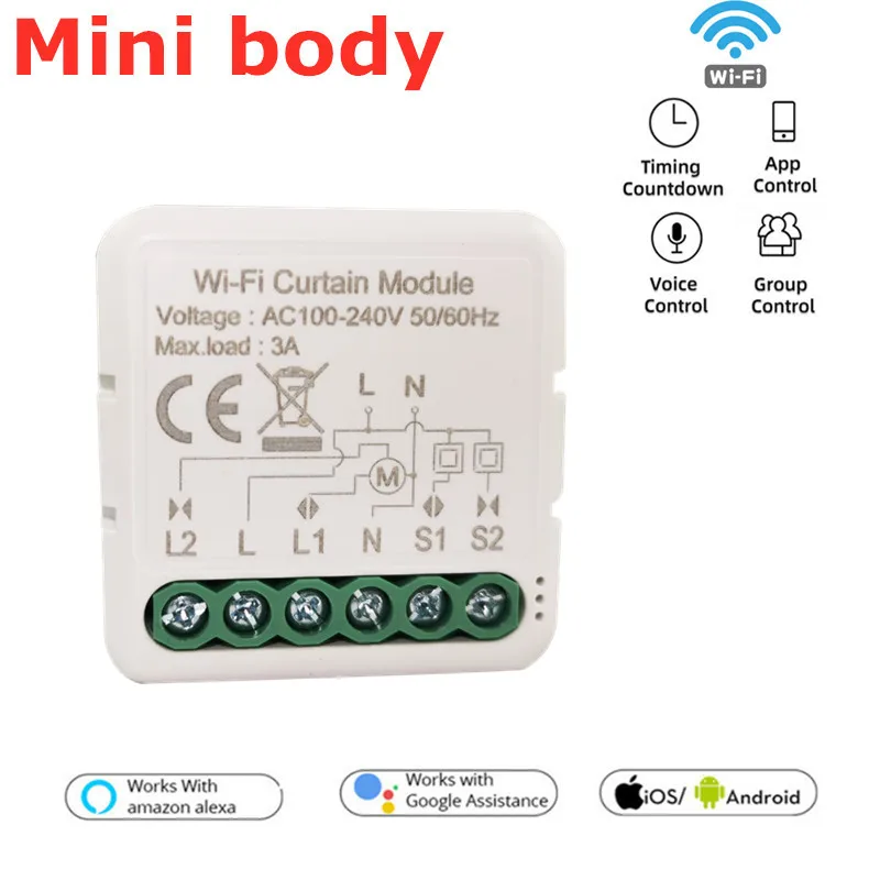 

Tuya WiFi DIY Electric Curtain Switch Module Works with Google Home Alexa Voice Control