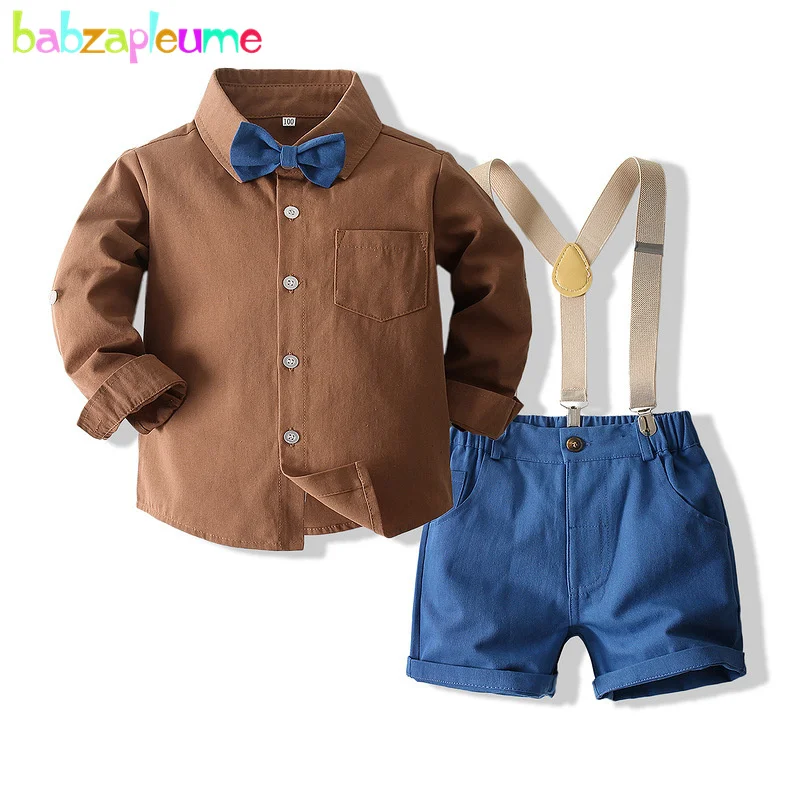 

babzapleume Spring Summer Clothes Toddler Boutique Outfits Fashion Gentleman Long Sleeve Shirt+Shorts Baby Boys Clothing Set 091