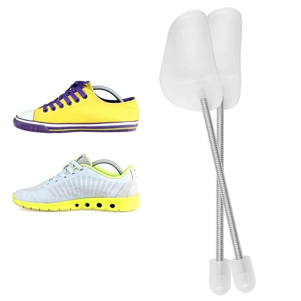 

1 Pair High Quality Plastic Ajustable Transparent Shoe Trees Automatic Support Shoe Shape Tension Spring Coil Men And Women